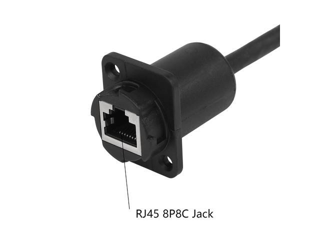 CERRXIAN 35cm RJ45 Male to Female Cat5 5e 6 Waterproof Panel Mount LAN Network Ethernet Extension Cable with Cap