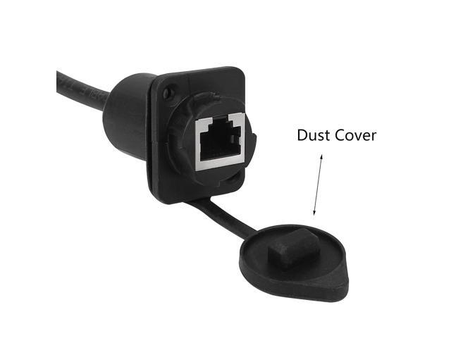 CERRXIAN 35cm RJ45 Male to Female Cat5 5e 6 Waterproof Panel Mount LAN Network Ethernet Extension Cable with Cap