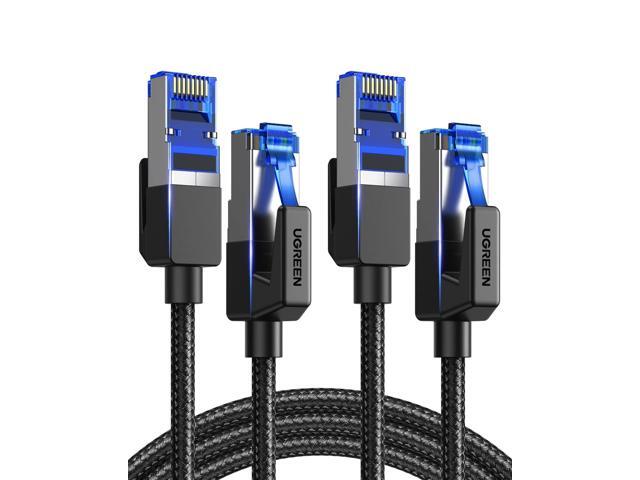 UGREEN Cat 8 Ethernet Cable 2 Pack 3ft, Braided High Speed 26AWG Cat 8 LAN Network Cord 40Gbps 2000Mhz Shielded Heavy Duty RJ45 Cable Compatible...