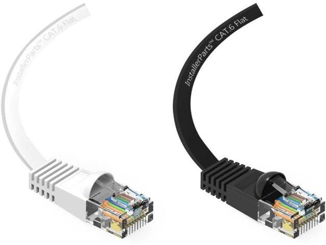 InstallerParts (10 Pack Ethernet Cable CAT6 Cable Flat 0.5 FT - Black - Professional Series - 10Gigabit/Sec Network/High Speed Internet Cable, 550MHZ