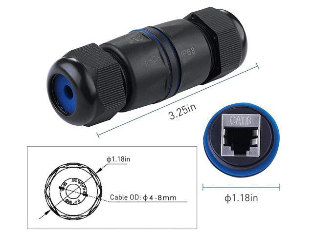 Waterproof RJ45 Connector 2 Pack IP68 Cat6/Cat5E/Cat5 Coupler Shielded for Outdoor Ethernet LAN Cable Extender Female to Female