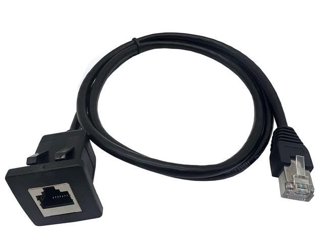 Qaoquda Cat5e RJ45 Square Flush Mount Cable, RJ45 Male to Female Shielded Ethernet Network Panel Mount Extension Cable for Car, Boat and home wall...