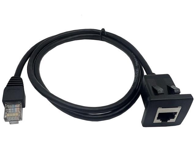 Qaoquda Cat5e RJ45 Square Flush Mount Cable, RJ45 Male to Female Shielded Ethernet Network Panel Mount Extension Cable for Car, Boat and home wall...