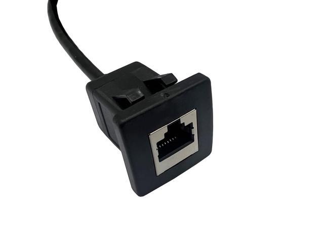 Qaoquda Cat5e RJ45 Square Flush Mount Cable, RJ45 Male to Female Shielded Ethernet Network Panel Mount Extension Cable for Car, Boat and home wall...