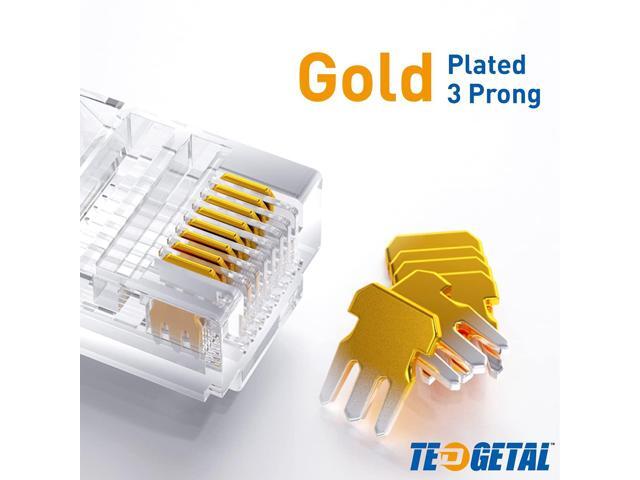 Cat6 RJ45 Connectors 100-PACK Cat6 / Cat5e RJ45 Ends, Pass Through Ethernet Cable Crimp Connectors for Solid Wire and Standard UTP Network Cables