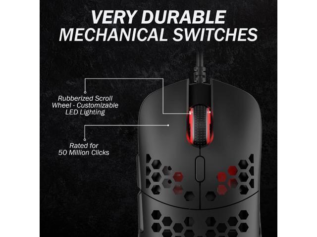HK Gaming Mira M Ultra Lightweight RGB Gaming Mouse Honeycomb Shell 63 Grams max 12000 cpi USB Wired 6 programmable Buttons On-Board...