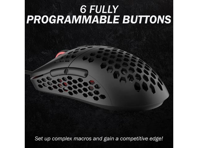 HK Gaming Mira M Ultra Lightweight RGB Gaming Mouse Honeycomb Shell 63 Grams max 12000 cpi USB Wired 6 programmable Buttons On-Board...