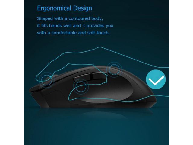 Noiseless Wireless Mouse,Forter i720 Ergonomic Silent Mouse for Gaming and General Use - 2 Side Buttons/2400DPI - Black