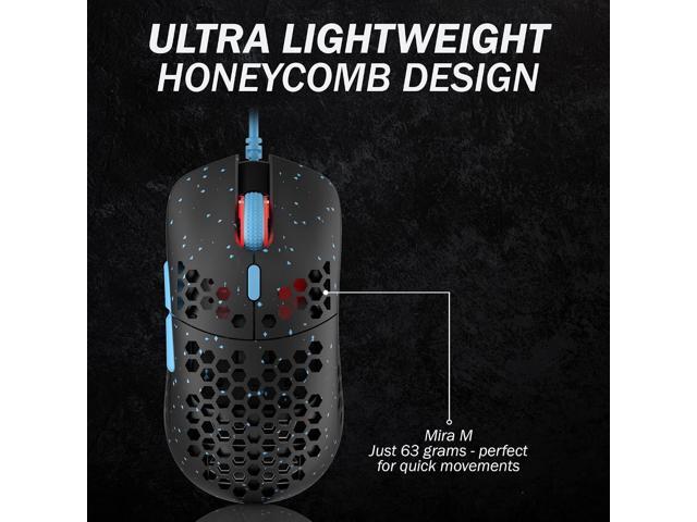 HK Gaming Mira M Ultra Lightweight RGB Gaming Mouse Honeycomb Shell 63 Grams max 12000 cpi USB Wired 6 programmable Buttons On-Board...