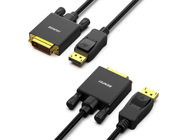 DisplayPort to DVI 6 Feet Cable 2 Pack, B Dp Display Port to DVI Converter Male to Male Gold-Plated Cord 6 Feet Black Cable Compatible for Lenovo.