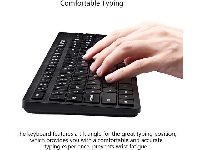 Wireless Keyboard and Mouse Combo, 2.4G Silent Cordless Keyboard Mouse Combo for Windows Chrome Laptop Computer PC Desktop, 106 Keys Full Size with...