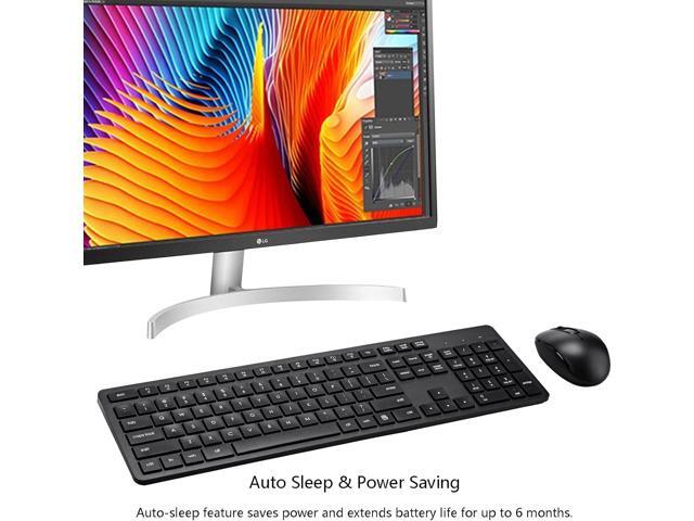 Wireless Keyboard and Mouse Combo, 2.4G Silent Cordless Keyboard Mouse Combo for Windows Chrome Laptop Computer PC Desktop, 106 Keys Full Size with...