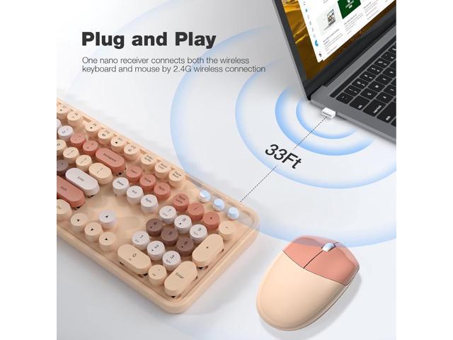 MOFII Wireless Keyboard and Mouse Combo,2.4GHz Retro Full-Size Wireless Keyboard with Number Pad and Cute Wireless Mouse for Computer PC Desktops...