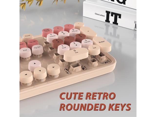 Wireless Keyboard and Mouse, KOOTOP Cute Keyboard and Mouse, 2.4G Wireless Keyboard with Retro Round Keycap for PC, Mac, Laptop,Computer Windows...