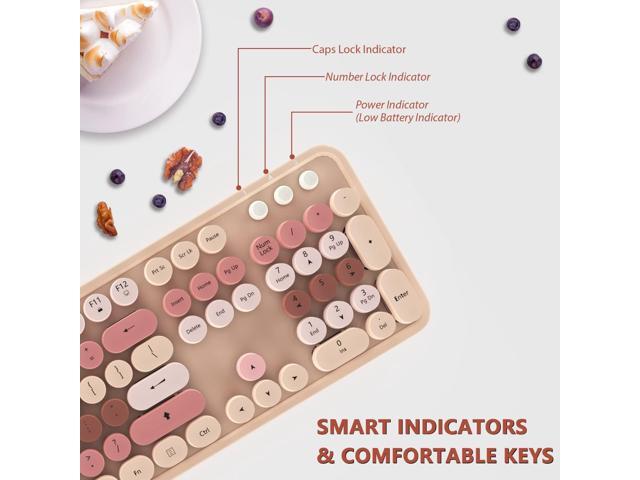 Wireless Keyboard and Mouse, KOOTOP Cute Keyboard and Mouse, 2.4G Wireless Keyboard with Retro Round Keycap for PC, Mac, Laptop,Computer Windows...