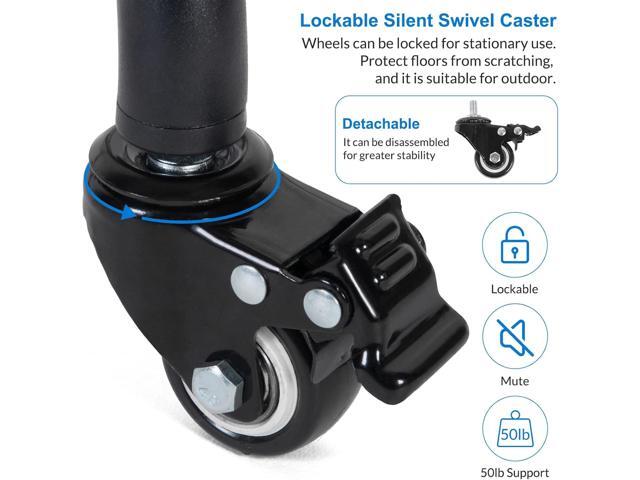 Laptop Tripod on Wheels with 2 Shelves, Portable Projector Floor Stand Adjustable Height 25.9 to 51.8 Inch with Phone Holder