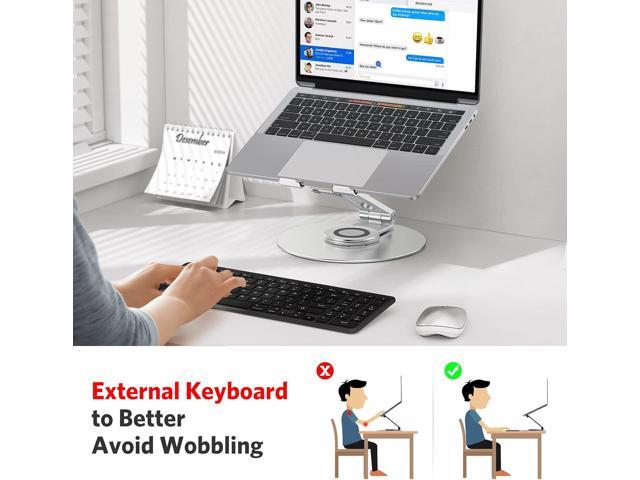Adjustable Laptop Stand with 360 Rotating Base, OMOTON Ergonomic Laptop Riser for Collaborative Work, Dual Rotary Shaft Fully Foldable for Easy...