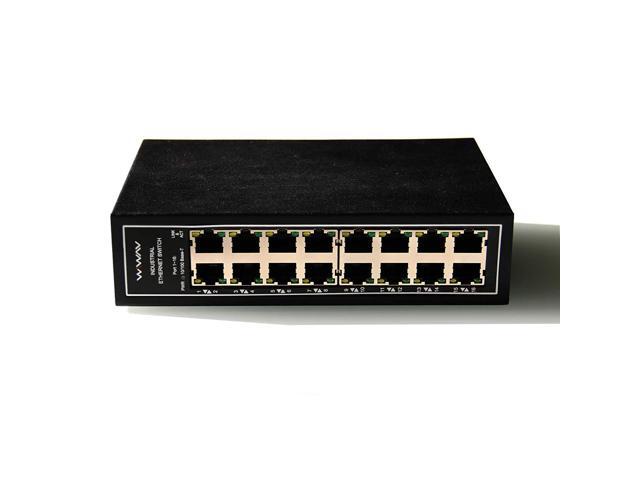 WIWAV WDH-16ET-DC 10/100Mbps Unmanaged 16-Port Industrial Ethernet Switches with DIN Rail/Wall-Mount (UL Listed, Fanless, -30°C~75°C)