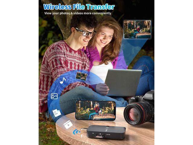 NewQ Filehub AC750 Travel Router: Portable Hard Drive SD Card Reader & Mini WiFi Range Extender for Travel Wireless Access External Harddrive &...