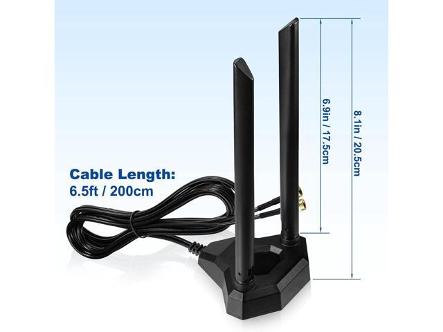 Eightwood Dual Band WiFi Antenna 2.4GHz 5GHz RP-SMA WiFi Antennae with 6.5ft Extension Cable for PC Desktop Computer PCI PCIe WiFi Bluetooth Card...