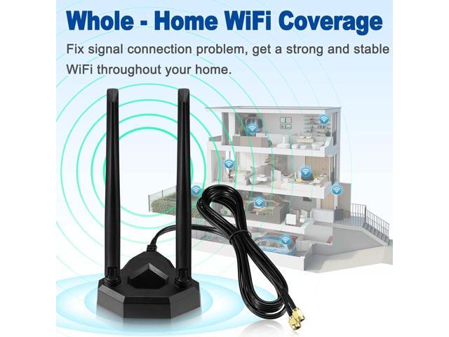 Eightwood Dual Band WiFi Antenna 2.4GHz 5GHz RP-SMA WiFi Antennae with 6.5ft Extension Cable for PC Desktop Computer PCI PCIe WiFi Bluetooth Card...