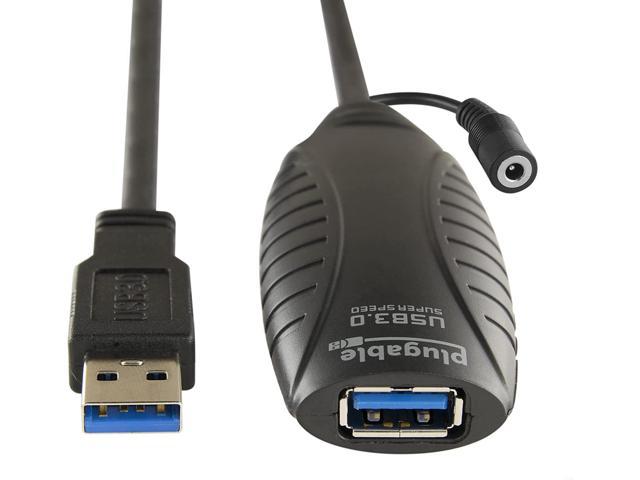 P 10 Meter (32 Foot) USB 3.0 Active Extension Cable with AC Power Adapter and Back-Voltage Protection