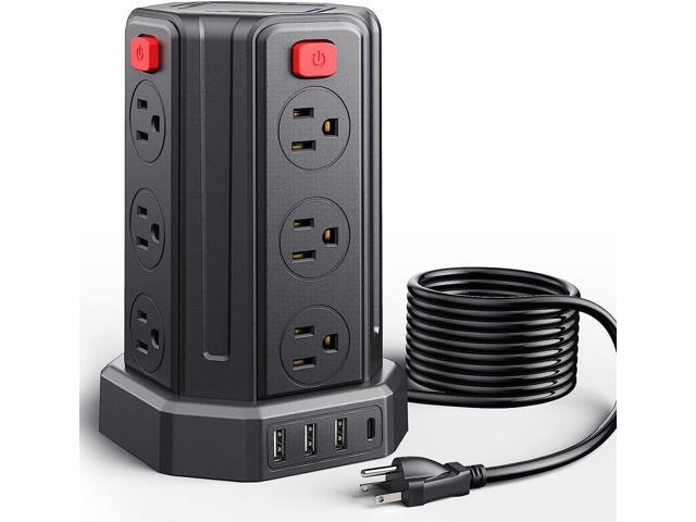 Power Strip Surge Protector, 10 Ft Extension Cord with 12 AC Multiple Outlets 4 USB (1 USB C), SMALLRT Power Tower Desktop Charging Station, Home...