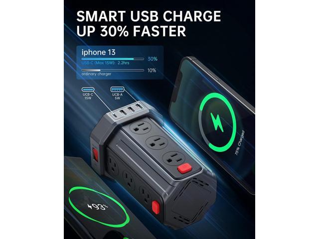 Power Strip Surge Protector, 10 Ft Extension Cord with 12 AC Multiple Outlets 4 USB (1 USB C), SMALLRT Power Tower Desktop Charging Station, Home...