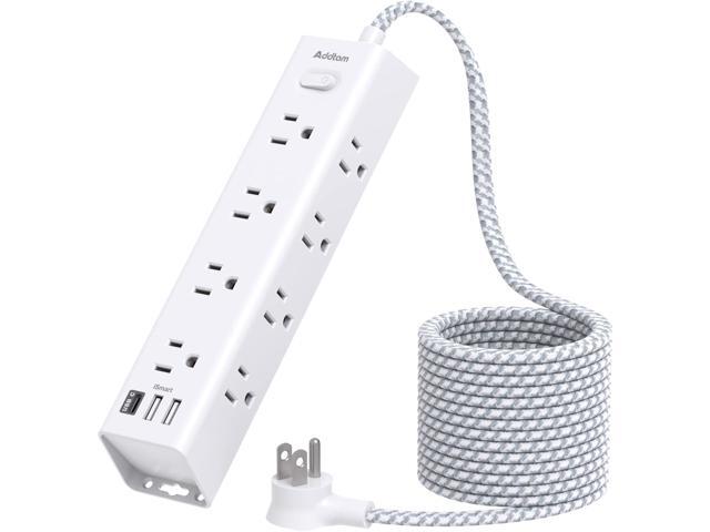 Surge Protector Power Strip - 10 FT Extension Cord, Power Strip with 12 Widely AC Outlet 3 USB, Flat Plug, Wall Mount Overload Protection, 1050J,...