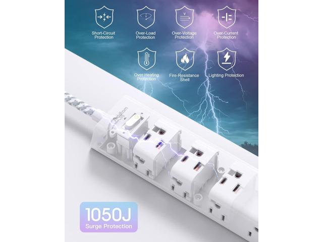 Surge Protector Power Strip - 10 FT Extension Cord, Power Strip with 12 Widely AC Outlet 3 USB, Flat Plug, Wall Mount Overload Protection, 1050J,...