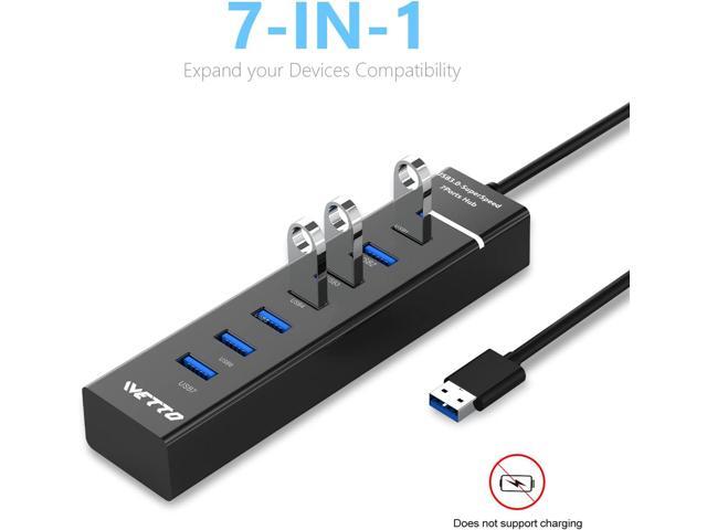 7-Port USB 3.0 Hub, IVETTO Data USB Hub Splitter with 3.3ft Long Cable for Laptop, PC, MacBook, Mac Pro, Mac Mini, iMac, Surface Pro and More