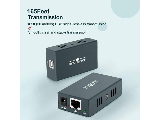 USB Extender 165ft Kit with 4 USB 2.0 Hub, Over Single Ethernet Cat5e/6/7 Up to 165ft(50m), Plug and Play, No Driver Needed, USB RJ45 LAN Extension