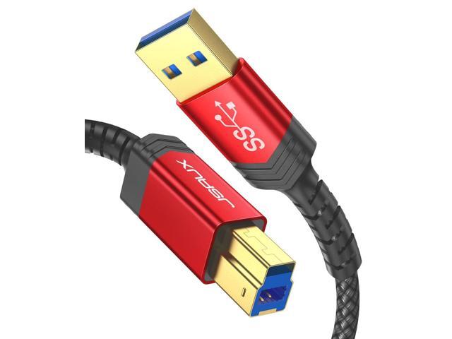 JSAUX USB 3.0 Printer Cable, Type A Male to B 3.0 Male (10ft/3M) USB 3.0 Type B Upstream Cord Nylon Braided Compatible with Docking Station,...