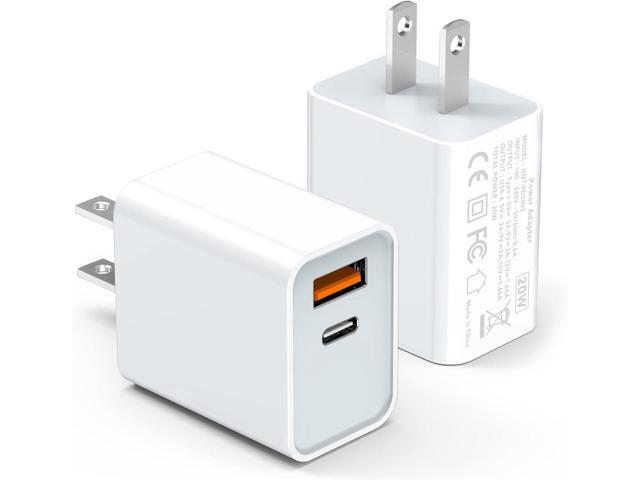 LCGENS USB C Wall Charger Block 20W, 2-Pack Dual Port PD Power Delivery Fast Type C Charging Block Plug Compatible with iPhone 11/12/13/14/15/Pro...