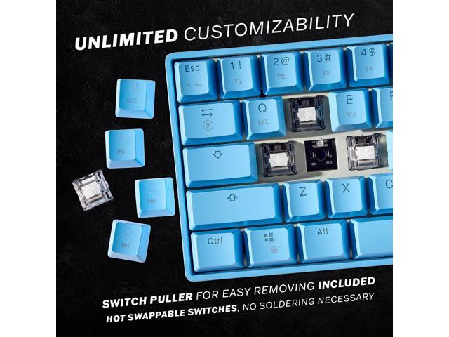 HK Gaming GK61 Mechanical Gaming Keyboard 60 Percent 61 RGB Rainbow LED Backlit Programmable Keys USB Wired for Mac and Windows PC Hotswap...