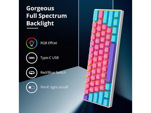 Fogruaden 60% Mechanical Keyboard, 61 Keys Gaming Keyboard, RGB Backlit, Ultra-Compact 60 Percent Wired Keyboard for Win/Mac PC Gamer, Easy to...