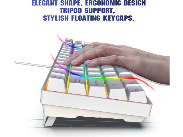 Snpurdiri 60% Percent Gaming Keyboard, Compact RGB Backlit Ergonomic Small Mini Keyboard for Windows, PC, Laptop, Gaming (68 Keys, White)