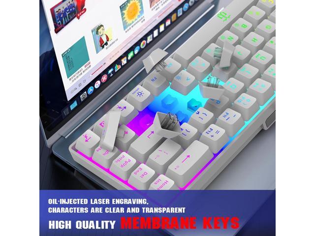 Snpurdiri 60% Percent Gaming Keyboard, Compact RGB Backlit Ergonomic Small Mini Keyboard for Windows, PC, Laptop, Gaming (68 Keys, White)