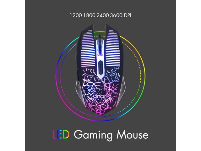 CHONCHOW Gaming Keyboard and Mouse Led Backlit USB Wired with Light Up 104Key 3600DPI 2 Side Button Mouse Keyboard Mechanical Feeling Compatible...