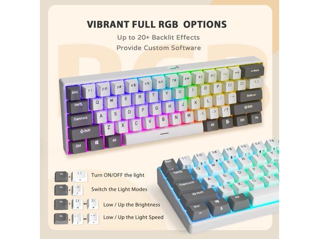 iLovBee i61 Mechanical Keyboard 60 Percent, Wired RGB Gaming Keyboard, 61 Keys Compact Mini Custom Keyboards for PC/Mac Gamer, Hot Swappable Linear...