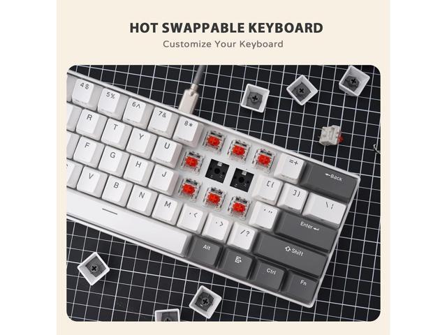 iLovBee i61 Mechanical Keyboard 60 Percent, Wired RGB Gaming Keyboard, 61 Keys Compact Mini Custom Keyboards for PC/Mac Gamer, Hot Swappable Linear...