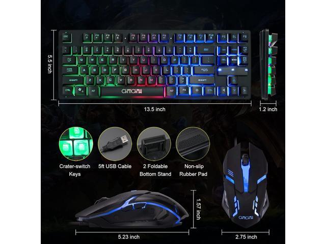 CHONCHOW 87 Keys TKL Gaming Keyboard and Mouse Combo, Wired LED Rainbow Backlit Keyboard 800-3200 DPI RGB Mouse, Gaming for PS4 Xbox PC Laptop Mac
