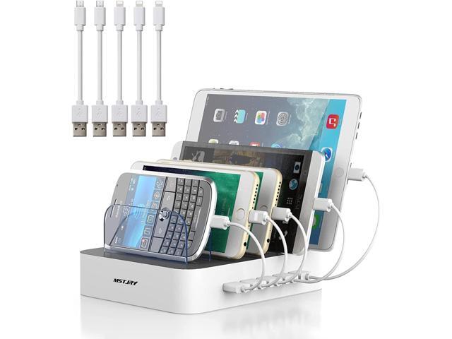 Charging Station for Multiple Devices, MSTJRY 5 Port Multi USB Charger Station with Power Switch Designed for iPhone iPad Cell Phone Tablets...