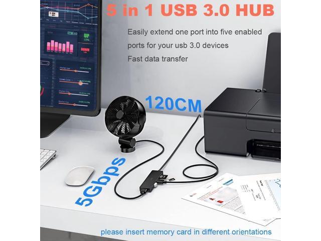 USB Hub 3.0 Splitter, TSUPY USB 3.0 Hub Multi USB Adapter Port Expander with 4ft Cable, SD/TF Card Reader & 3 USB 3.0 Ports Compatible for PC,...