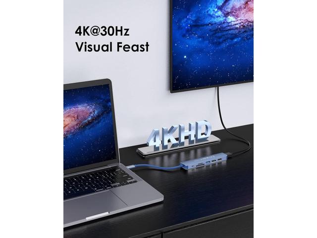 LENTION USB C Hub with 100W Charging, 4K HDMI, Dual Card Reader, USB 3.0 & 2.0 Compatible 2023-2016 MacBook Pro, New Mac Air/Surface, Chromebook,...