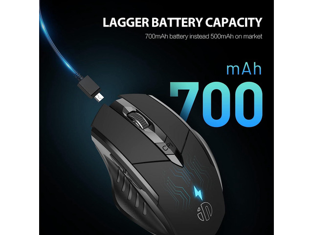 INPHIC Wireless Mouse, inphic Rechargeable Gaming Mouse with USB Nano Receiver for Notebook, PC, Laptop, Computer, MacBook (Black )