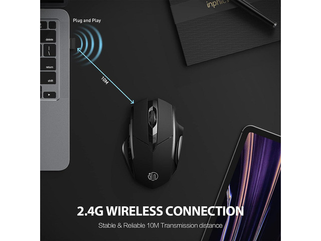 INPHIC Wireless Mouse, inphic Rechargeable Gaming Mouse with USB Nano Receiver for Notebook, PC, Laptop, Computer, MacBook (Black )