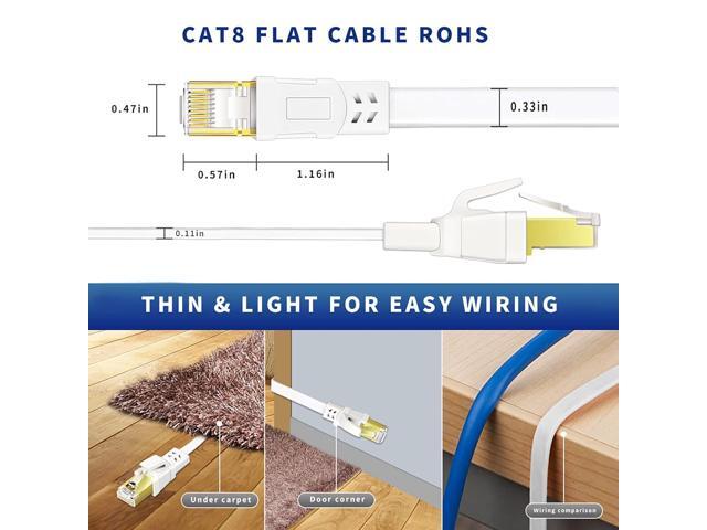 Cat8 Ethernet Cable 200FT, High Speed Outdoor & Indoor LAN Network Cable 40Gbps, 2000Mhz with Gold Plated RJ45 Connector - 60M