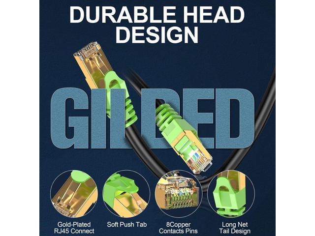 Cat8 Ethernet Cable 100Ft Round S/FTP Outdoor & Indoor Heavy Duty High Speed Cat8 LAN Network Cable 40Gbps 2000Mhz