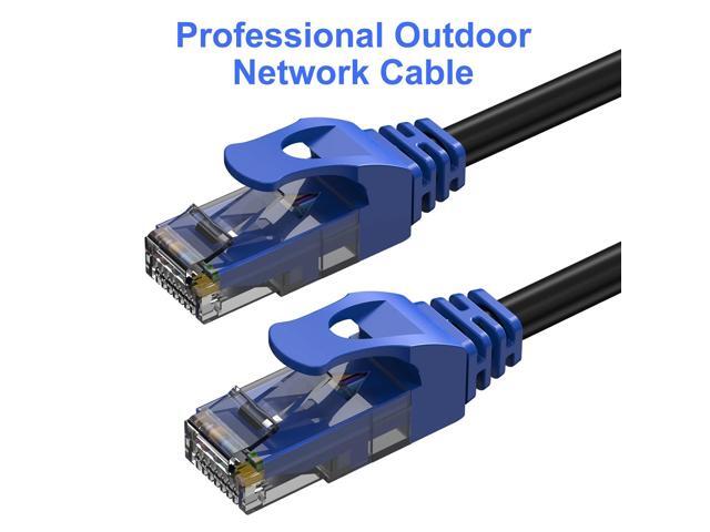 100FT Cat6 Outdoor Ethernet Cable, In-Ground, Heavy Duty Direct Burial, 24AWG CCA Patch Cord, POE, UTP, Waterproof, LLDPE UV Resistant, Network,...
